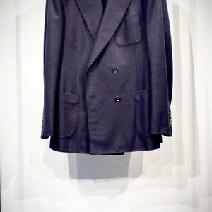 YUUGA Men ダブルブレスト テーラードジャケット 4B CANONICO Flannel 水牛
