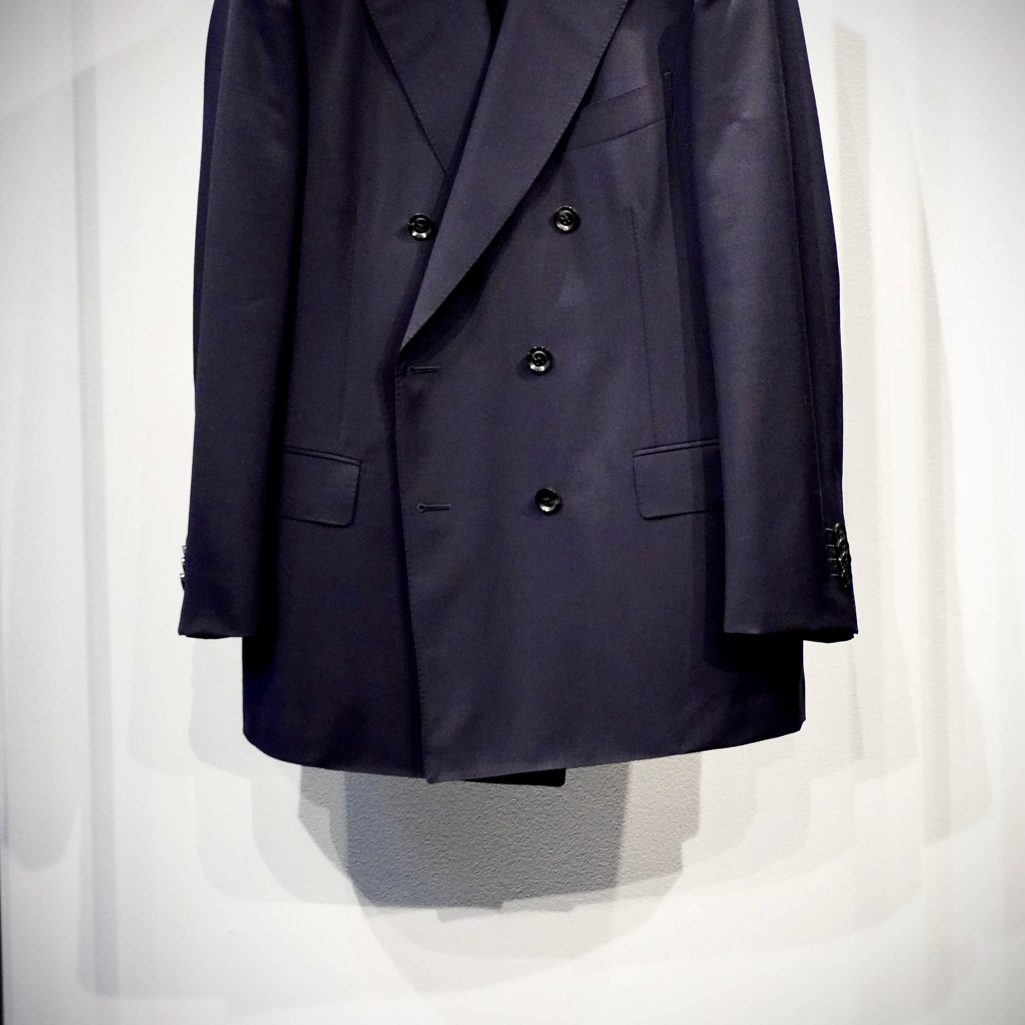 YUUGA Men ダブルブレスト テーラードジャケット 6B SMITH WOOLLENS SUPER KID MOHAIR 水牛
