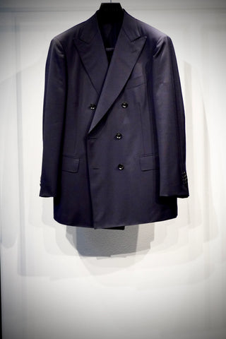 YUUGA Men ダブルブレスト テーラードジャケット 6B SMITH WOOLLENS SUPER KID MOHAIR 水牛